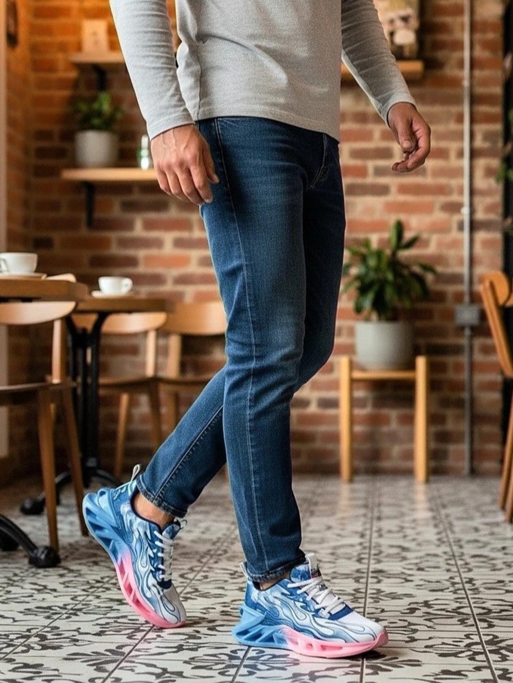 Blue & Pink Sneakers US 4 Like New